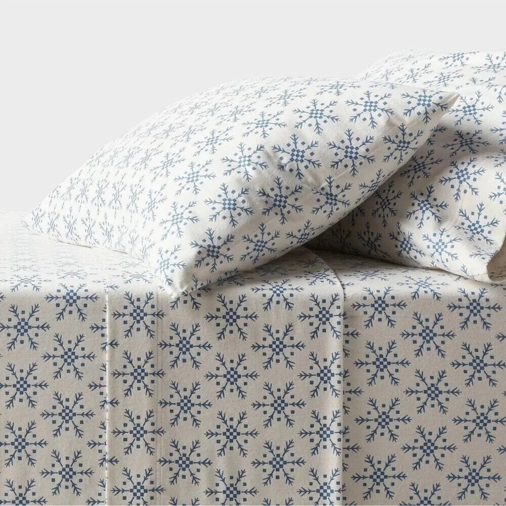 Threshold QUEEN Snowflake Performance Holiday 4pc Sheet Set NEW IN PACKAGE